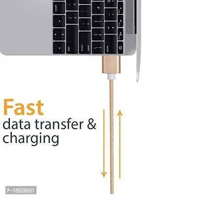Nirsha Nylon Braided Unbreakable 5V/3A Fast Charging Data and Sync Cable Extra Tough Quick Charge for Honor 10 Lite/ 20 lite/Play 3/ 8C/ 9 Lite, All Honor Mobile Android  Smart Phone (Gold)-thumb3