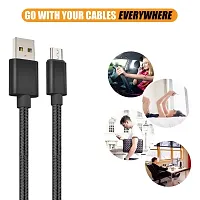 Nirsha Nylon Braided Unbreakable 5V/3A Super Fast Charging  Data Sync Cord/Cable for Asus Zenfone 4 Max ZC520KL/ Zenfone 4 Max Plus ZC554KL/ Zenfone 4 Max Pro ZC554KL, All Smart Phone (Black)-thumb2