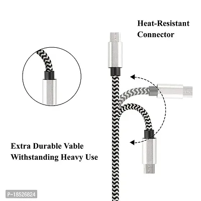 NIRSHA Nylon USB Cable Compatible for Samsung Galaxy J4+/ Galaxy J2 Core/Galaxy On6/ Galaxy J7 (2018)/ Galaxy J3 (2018) Micro USB Data Cable| Quick Fast Charging Cable| Transfer Android V8 Cable (2.4 Amp)-thumb5