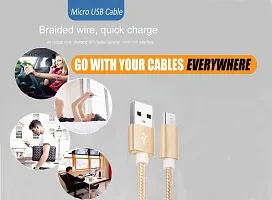 Nirsha Nylon Braided Unbreakable 5V/3A Super Fast Charging  Data Sync Cord/Cable for Asus Zenfone 4 Max ZC520KL/ Zenfone 4 Max Plus ZC554KL/ Zenfone 4 Max Pro ZC554KL, All Smart Phone (Gold)-thumb4