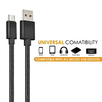 Nirsha Nylon Braided Unbreakable 5V/3A Ultra Fast Charging  Data Sync Cable for Samsung Galaxy J2 Prime/Galaxy A8/ Galaxy On8/ Galaxy On7/ Galaxy Grand Prime Plus  All Micro USB Smartphone (Black)-thumb2