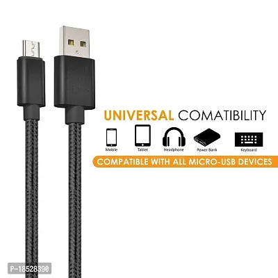 Nirsha Nylon Braided Unbreakable 5V/3A Ultra Fast Charging  Data Sync Cable for Samsung Galaxy J2 Prime/Galaxy A8/ Galaxy On8/ Galaxy On7/ Galaxy Grand Prime Plus  All Micro USB Smartphone (Black)-thumb3