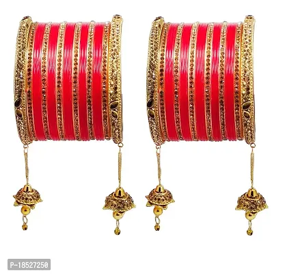 Nirsha Royal Design Fancy Glass Base American Diamond Bangle, Chura/ chuda set for Women Girl-thumb0