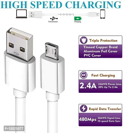 Nirsha Fast charging and Sync Quick data Transfer Cable for Power Bank, Bluetooth, and Tablet PC Laptop Android Smartphone (2.4A, White)-thumb4