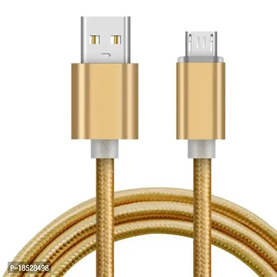 Nirsha Nylon Braided Unbreakable 5V/3A Fast Charging Data and Sync Cable Extra Tough Quick Charge Oppo F7 Youth/Oppo A3/ Oppo F7/ Oppo R15 Pro/Oppo R15, All Micro USB Android and Smartphone (Gold)-thumb0