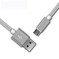 Nirsha Nylon Braided Unbreakable 5V/3A Super Fast Charging  Data Sync Cable/Cord for Samsung Galaxy J8/ Galaxy J6/ Galaxy J4/ Galaxy A6+ (2018)/ Galaxy A6 (2018)  All Micro USB Smartphone (Silver)-thumb1