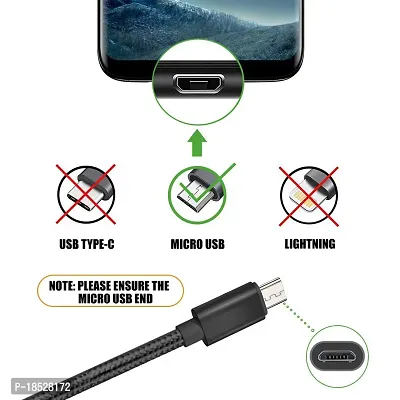 Nirsha Nylon Braided Unbreakable 5V/3A Super Fast Charging  Data Sync Cord for vivo S1 Pro/vivo Z3x/ vivo Y17/ vivo Y15/ vivo Y12, All Android  All Micro USB Vivo  Smartphone- 1 Meter (Black)-thumb5