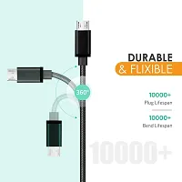 Nirsha Nylon Braided Unbreakable 5V/3A Fast Charging Data and Sync Cable Extra Tough Quick Charge Oppo R11/ Oppo A77 (Mediatek)/ Oppo A39/ Oppo F3/ Oppo F3 Plus/Oppo A57, Oppo  Smartphone (Black)-thumb1
