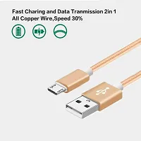 Nirsha Nylon Braided Unbreakable 5V/3A Fast Charging Data and Sync Cable Extra Tough Quick Charge for vivo X20 Plus UD/vivo X20/ vivo V7+/ vivo Y65/ vivo Y69/ vivo Y53, All Smart Phone (Gold)-thumb1