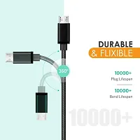 Nirsha Nylon Braided Unbreakable 5V/3A Fast Charging Data and Sync Cable Extra Tough Quick Charge Oppo F7 Youth/Oppo A3/ Oppo F7/ Oppo R15 Pro/Oppo R15, All Micro USB Android and Smartphone (Black)-thumb1