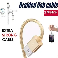 Nirsha Nylon Braided Unbreakable 5V/3A Fast Charging Data and Sync Cable Extra Tough Quick Charge Oppo F7 Youth/Oppo A3/ Oppo F7/ Oppo R15 Pro/Oppo R15, All Micro USB Android and Smartphone (Gold)-thumb4