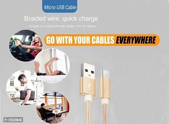 Nirsha Micro USB 3 Amp Fast Charging Data  Sync Cable Extra Tough Quick Charge 18W Compatible for Xiomi Mi Play/Redmi Note 6 Pro/Mi A2 Lite (Redmi 6 Pro)/Redmi 6/Redmi 6A/Redmi S2 (Redmi Y2) (GOLD)-thumb3