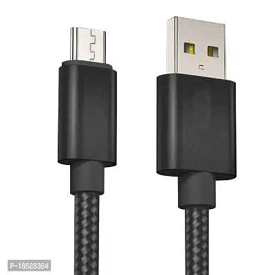 Nirsha Nylon Braided Unbreakable 5V/3A Fast Charging Data and Sync Cable Extra Tough Quick Charge for vivo Y83 Pro/vivo V9 6GB/ vivo Z1i/ vivo Z1/ vivo Y83  All Micro USB Android Phone (Black)