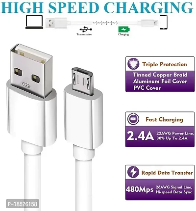 Nirsha Fast charging Sync Cable/Quick data transfer cable Compatible for Power Bank, Bluetooth and Tablet PC Laptop Android Smartphone (2.4A, White)-thumb4