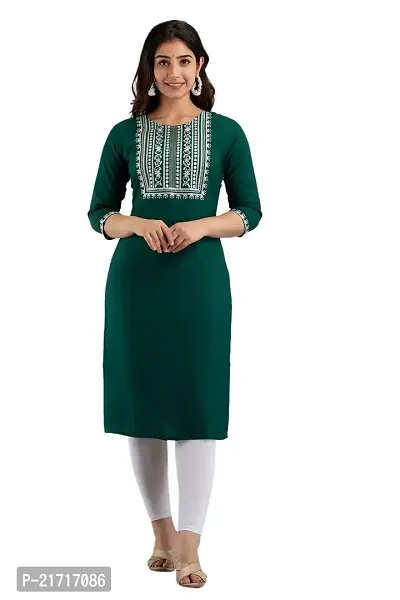 Zivci Presents Women's Rayon Embroidered A-line Kurta (KR-31.)