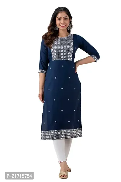 Zivci Presents Women's Rayon Embroidered A-line Kurta (KR-32.)