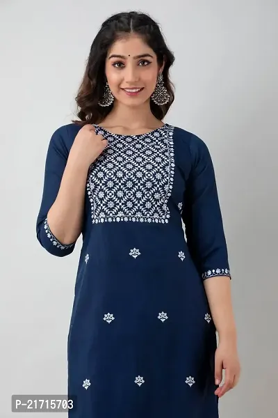 Zivci Presents Women's Rayon Embroidered A-line Kurta (KR-33.)-thumb4