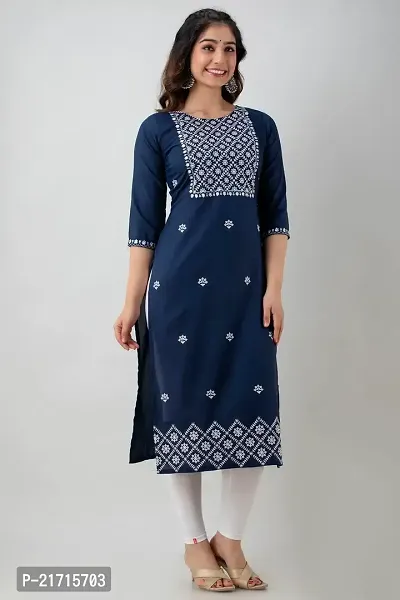 Zivci Presents Women's Rayon Embroidered A-line Kurta (KR-33.)-thumb3