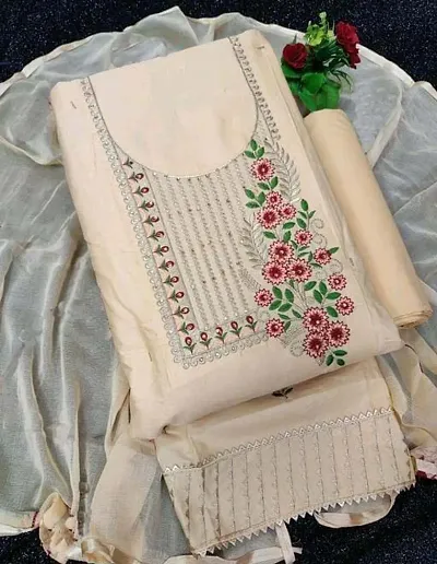 Stylish Cotton Embroidered Unstitched Suit