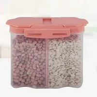 EEEZEEE 2 Section Kitchen Dry Fruits Food Cereal Grain Bean Rice Food 2400ml Storage Container Sealed Box with Scale Transparent-thumb1