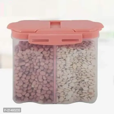 EEEZEEE 2 Section Kitchen Dry Fruits Food Cereal Grain Bean Rice Food 2400ml Storage Container Sealed Box with Scale Transparent-thumb2