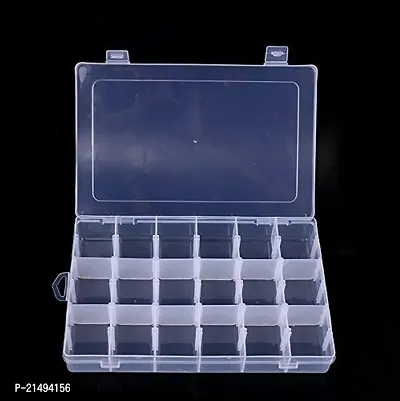 EEEZEEE 18 Grids Multipurpose Plastic Storage Organiser Box with Dividers for Jewellery,Buttons Pill Storage Box, Medication Organiser Planner Transparent Color-thumb2