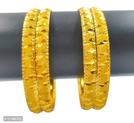 Alliance Fancy Four Gold Bentex Square Style Bangles Set-thumb2