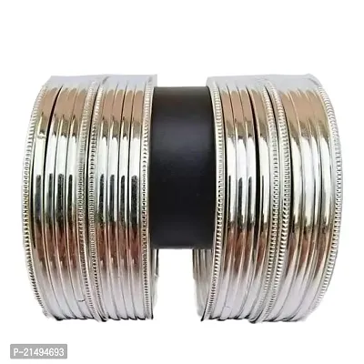 Alliance Fancy 24 Plain Silver Bangles Set-thumb0