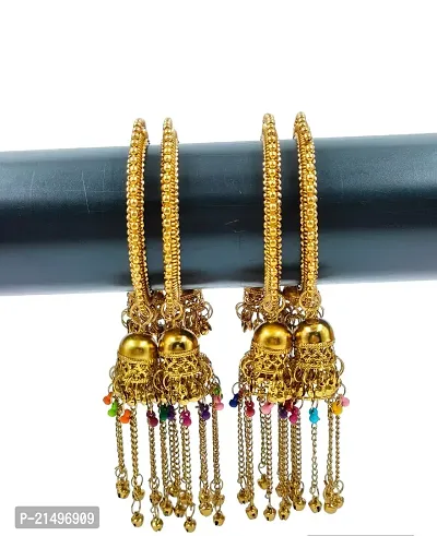 Alliance Fancy 4 Peace Gold 3 jhumka Drop Multicolor Drop Bangles Chooda