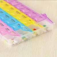EEEZEEE 28 Grids Pill Medicine Box with Tray 7 Day Pill Storage Box with Tray, Medication Organiser Planner - 7 Days, 3 Times a Day Multicolor 22 * 12 * 2 cm-thumb1