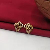 Fancy American Diamond Double Heart Shape Studs For Women-thumb2