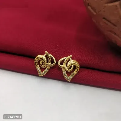 Fancy American Diamond Double Heart Shape Studs For Women-thumb3