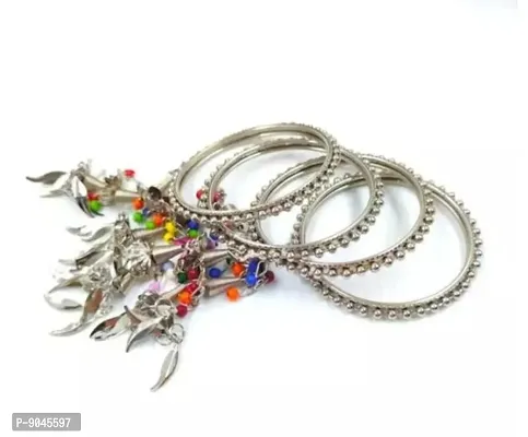 Fancy Alloy Leaf Style Jumka Bangles Set For Women-thumb0