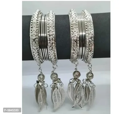 Fancy Alloy Leaf Style Jumka Bangles Set For Women-thumb0