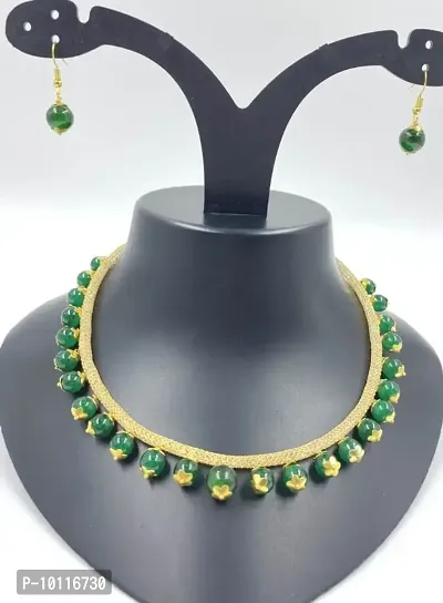 Alliance Fancy Beaded Green Choker Necklace For Women-thumb0