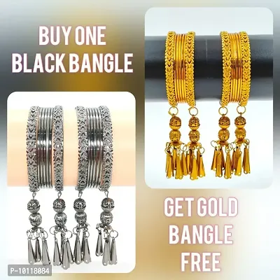 Alliance Fancy Buy Black Bangles And Get Free Gold Bangles Set (2 Combo)