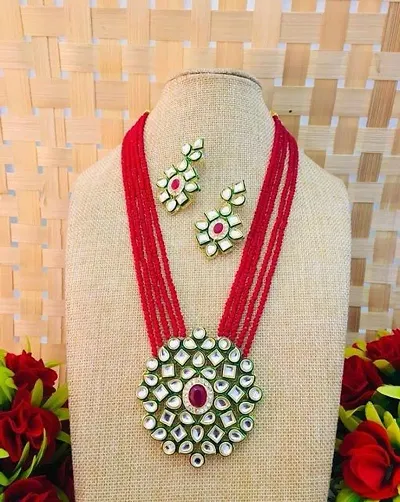 Partywear Alloy Kundan Long Necklace Set