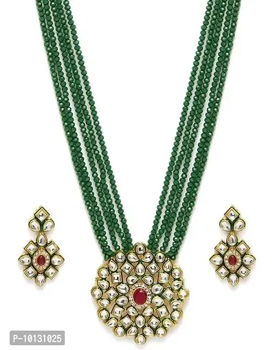 Elite Alliance Green Crystal Pendal Jewellery Set-thumb0