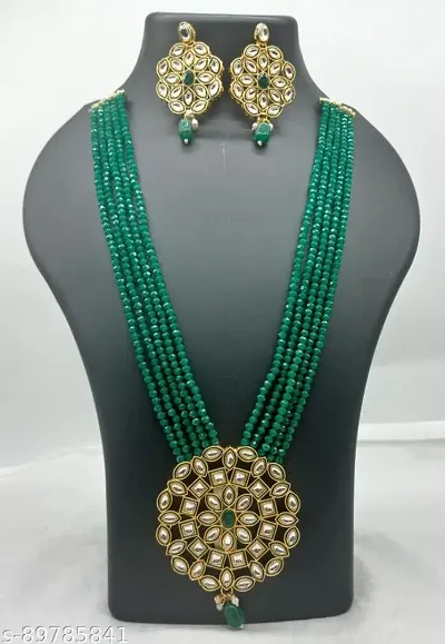 Partywear Alloy Kundan Layered Rajwadi Jewellery Set