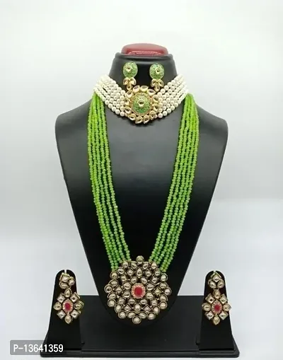 Alliance Elegent Parrot Green Combo Jewellery Set