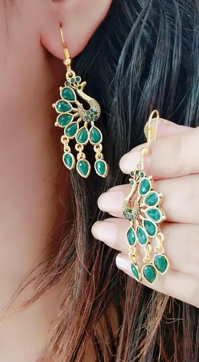Fancy Brass Peacock Earrings For Women