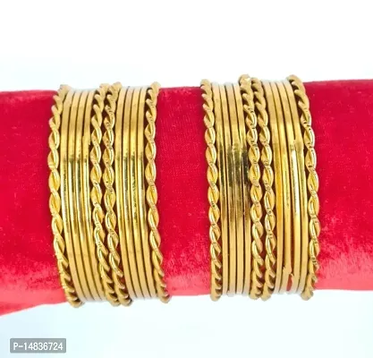 Alliance Fancy Gold Plated Narling And Cyping Bangles Set