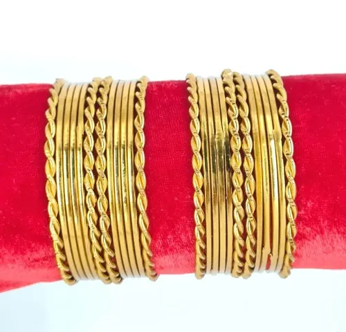 Alliance Fancy Plated Narling And Cyping Bangles Set