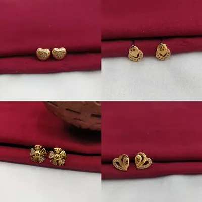 Combo of 4 Gold Plated Alloy Stud Earrings