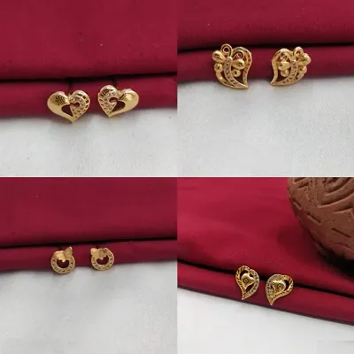 Combo of 4 Gold Plated Alloy Stud Earrings