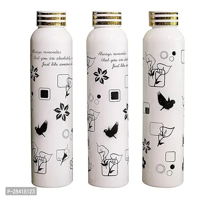 FOXTAIL Round Printed Design Premium Water Fridge Bottles 1000 ml Bottle (Pack of 3)-thumb0