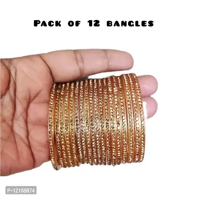 chooda side golden bangles pack of 12-thumb0