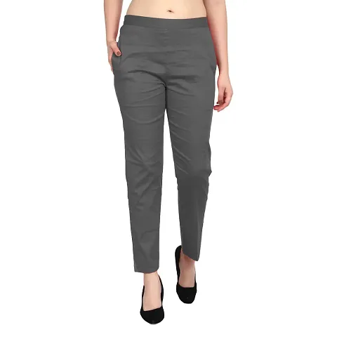 Aloof Women's Stretchable Regular Fit Cotton Trouser/Pant