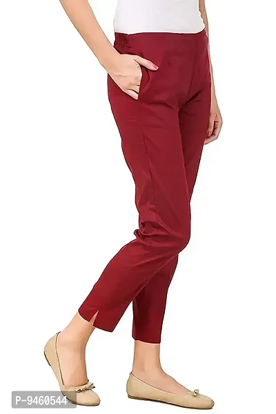 Aloof Women's Stretchable Regular Fit Cotton Trouser/Pant-thumb2