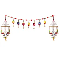 Manas Creation Handmade Jaipuri Traditional Elegant Pearl with pumpum Door Hanging 2 Side Hangings Toran, Bandhanwar for Main Door/Temple Door (Multicolour, 3 Feet) - Pack of 3-thumb1